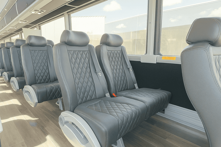 interior of Santa Clarita Minibus Company charter bus